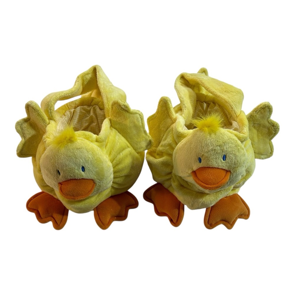 (2) Vintage Le Top Easter Basket Plush Duck Soft Chick Yellow Easter Boutique